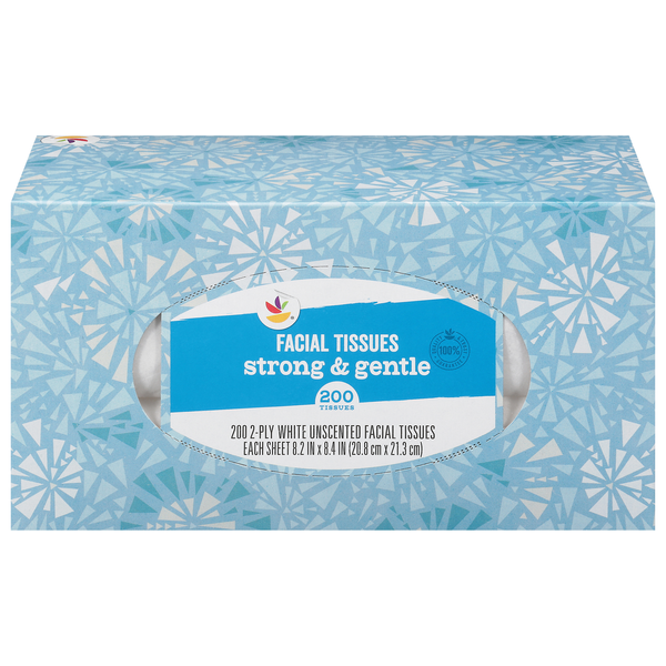slide 1 of 1, GIANT Strong & Gentle Facial Tissues 2-Ply Unscented, 210 ct