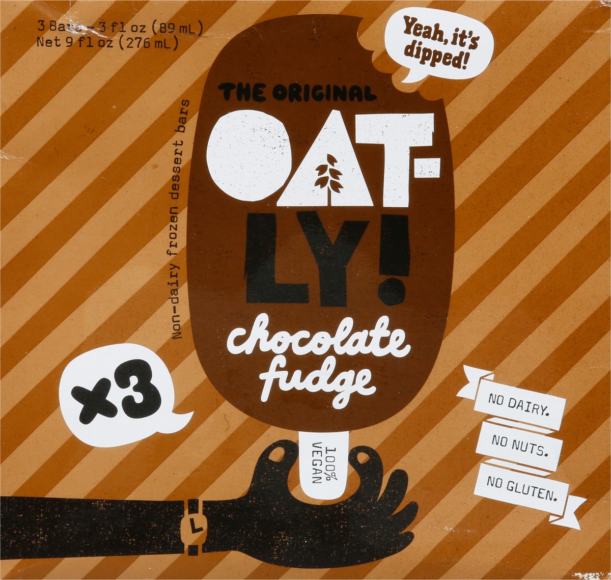 slide 11 of 13, Oatly Non-Dairy Chocolate Fudge Frozen Dessert Bars 3 - 3 fl oz Bars,