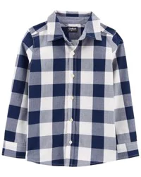 Oshkosh Kid Plaid Button-Front Shirt Navy 14