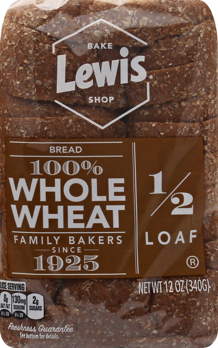 slide 7 of 9, Lewis 1/2 Loaf 100% Whole Wheat Bread 12 oz, 12 oz