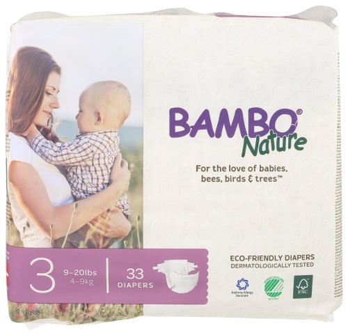 slide 1 of 1, Bambo Nature Diapers Size 3 9-20 Lbs, 33 ct