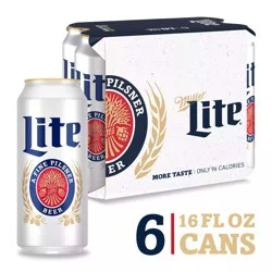 Miller Lite American Light Lager Beer, 4.2% ABV, 6-pack, 16-oz beer cans