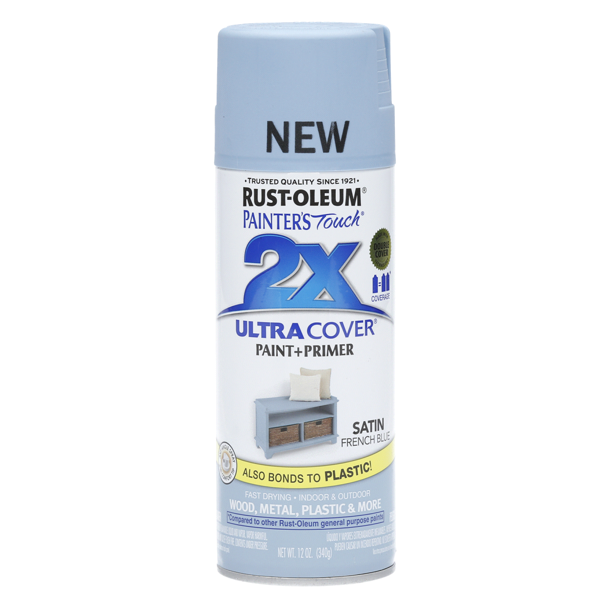 slide 1 of 1, Rust-Oleum Painters Touch 2X Ultra Cover Spray Paint - 314752, Satin French Blue, 12 oz