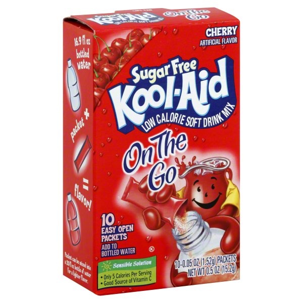 slide 1 of 1, Kool-Aid Soft Drink Mix, Low Calorie, Sugar Free, Cherry, 0.6 oz