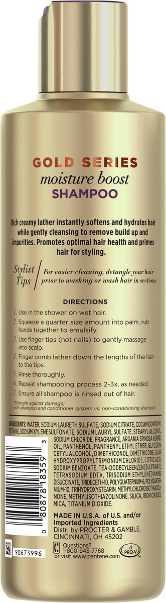 slide 2 of 3, Pantene Gold Series from Pantene Moisture Boost Shampoo with Argan Oil for Curly, Coily Hair - 9.1 fl oz, 9.1 fl oz