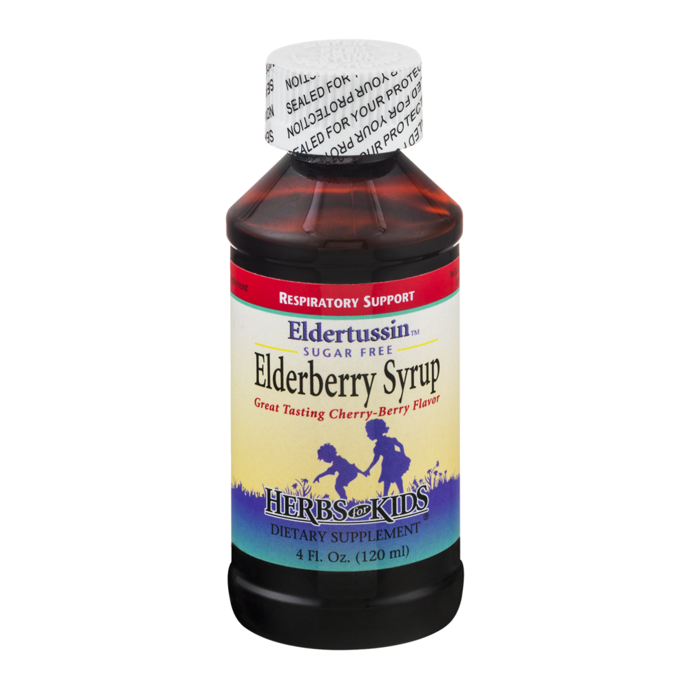 slide 1 of 1, Herbs for Kids Eldertussin Sugar Free Elderberry Syrup Cherry-Berry Flavor, 4 oz