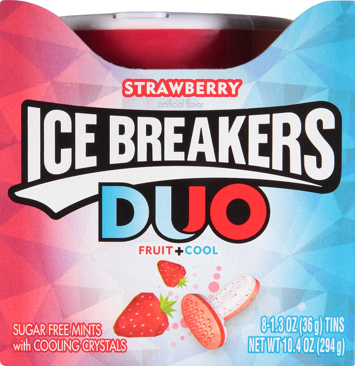 slide 1 of 8, Ice Breakers Duo Sugar Free Strawberry Mints 8 ea, 8 ct