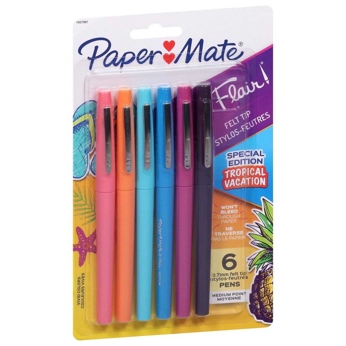 slide 3 of 11, Paper Mate Flair Felt Tip Pens, Medium Point, Limited Edition Tropical Colors, 6 ct