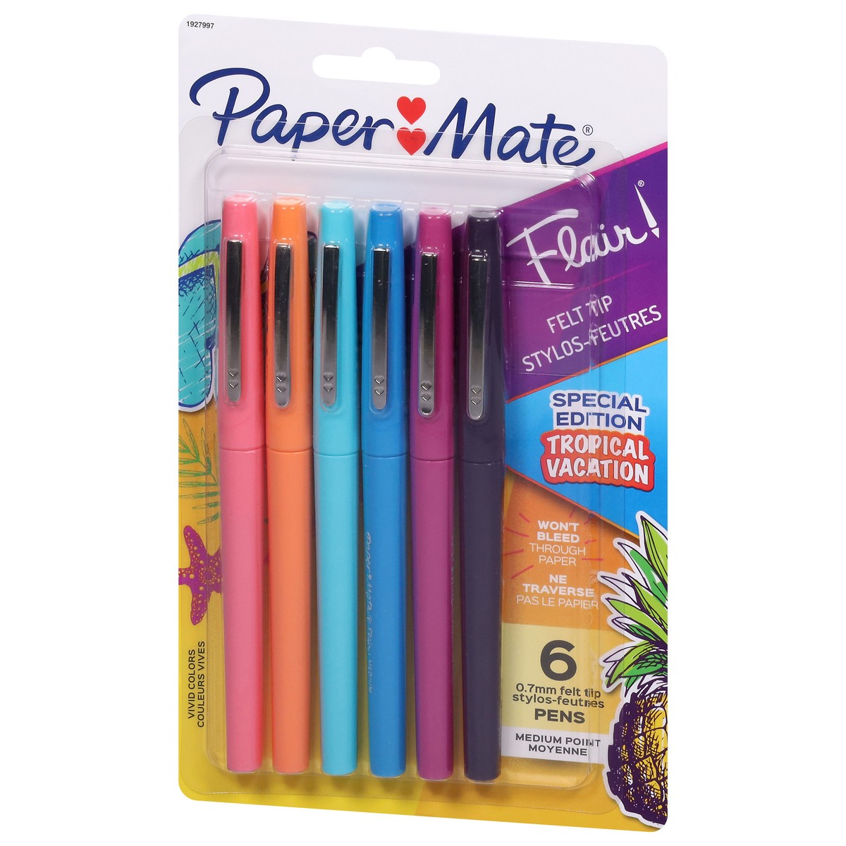 slide 7 of 11, Paper Mate Flair Felt Tip Pens, Medium Point, Limited Edition Tropical Colors, 6 ct