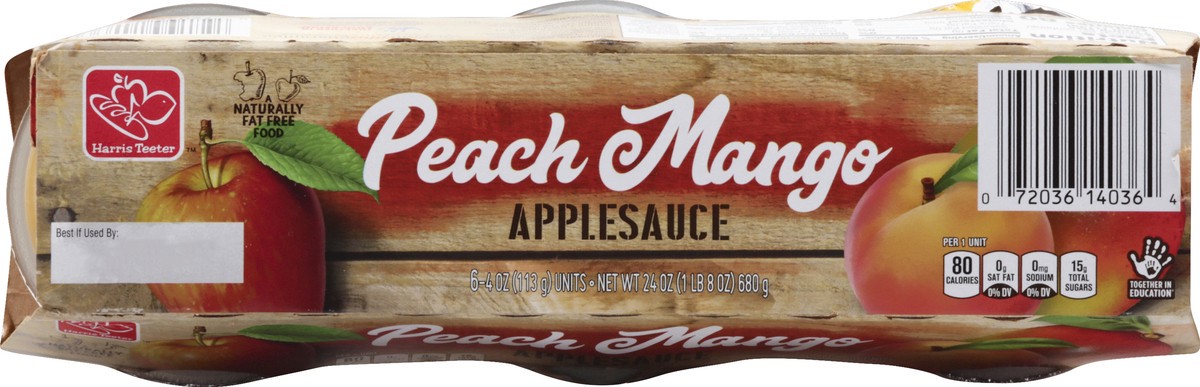 slide 4 of 4, Harris Teeter Apple Sauce - Peach Mango, 24 oz