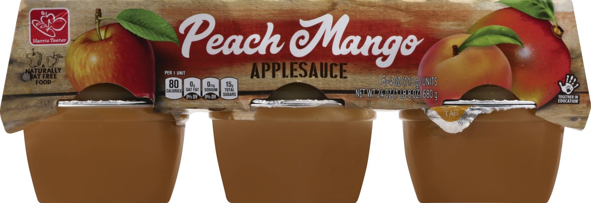 slide 2 of 4, Harris Teeter Apple Sauce - Peach Mango, 24 oz