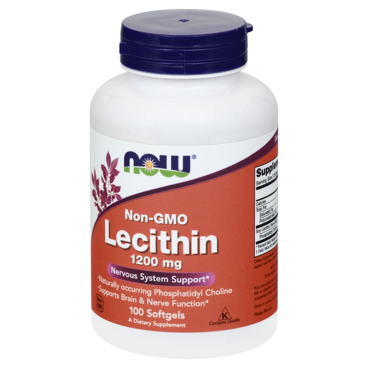 slide 3 of 9, NOW Lecithin 1200 mg - 100 Softgels, 100 ct