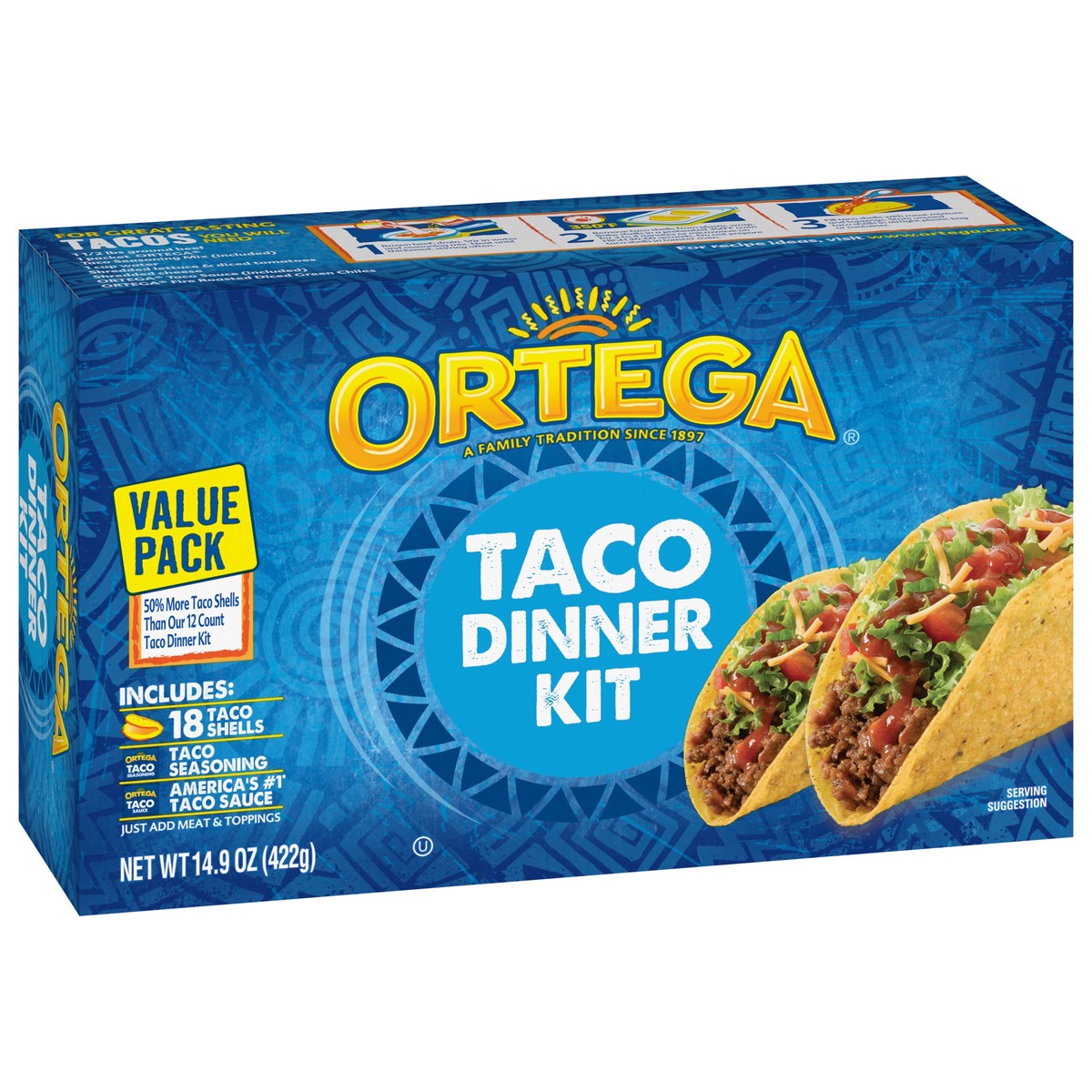 slide 2 of 14, Ortega Taco Dinner Kit Value Pack, 14.9 oz, 1 ct