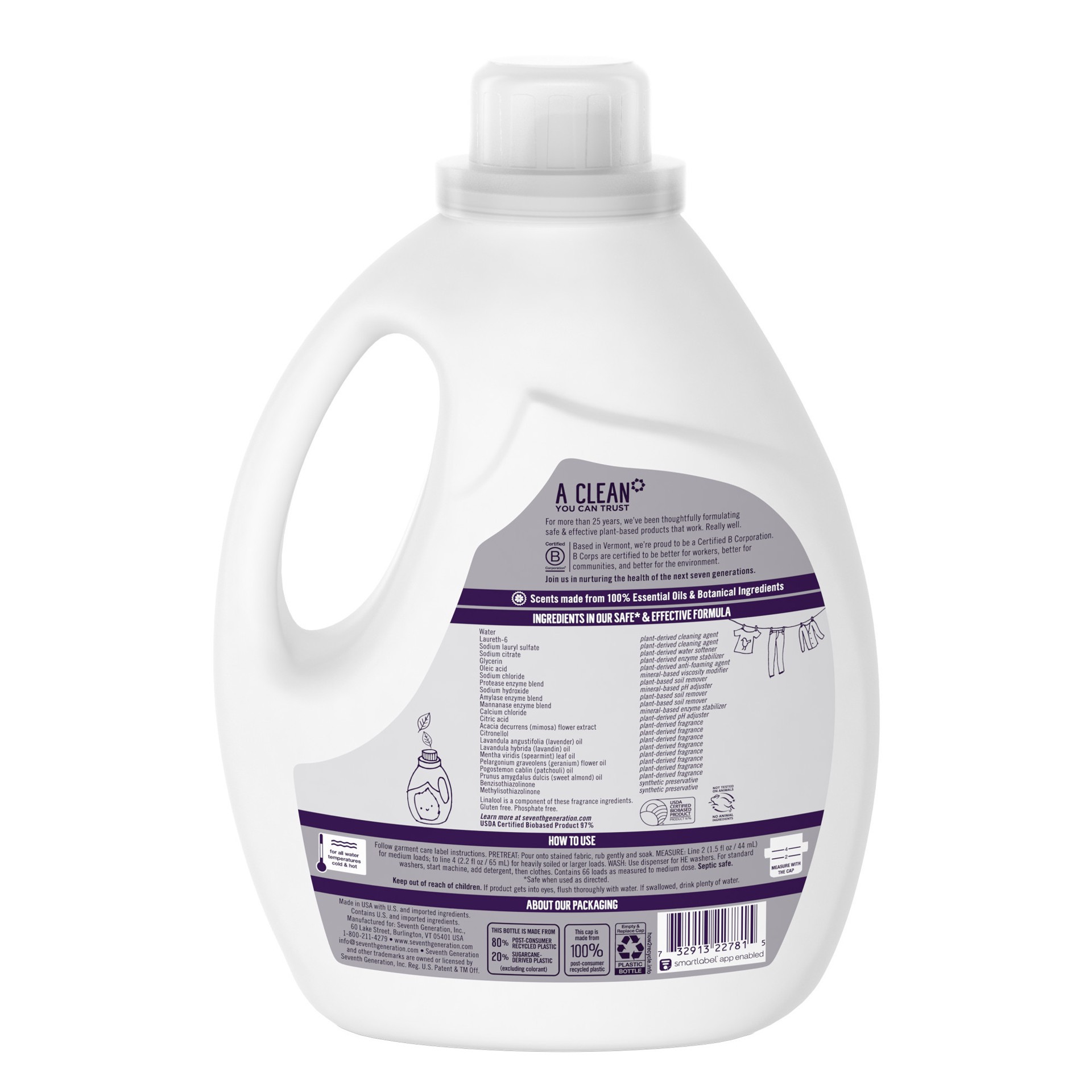 slide 3 of 3, Seventh Generation Liquid Laundry Detergent Lavender, 100 oz, 100 oz