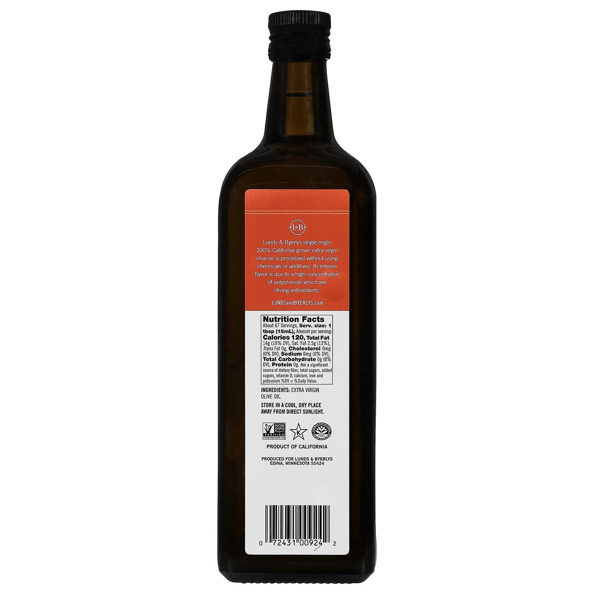 slide 3 of 8, L&B Bright & Fruity Extra Virgin 100% California Olive Oil 33.8 fl oz, 33.8 fl oz