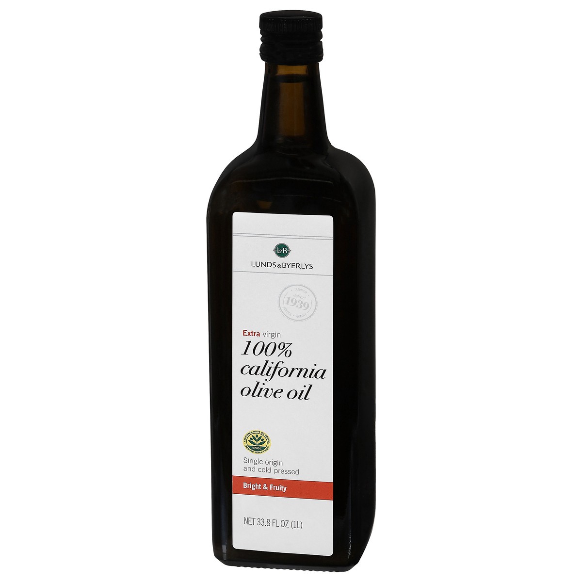 slide 6 of 8, L&B Bright & Fruity Extra Virgin 100% California Olive Oil 33.8 fl oz, 33.8 fl oz