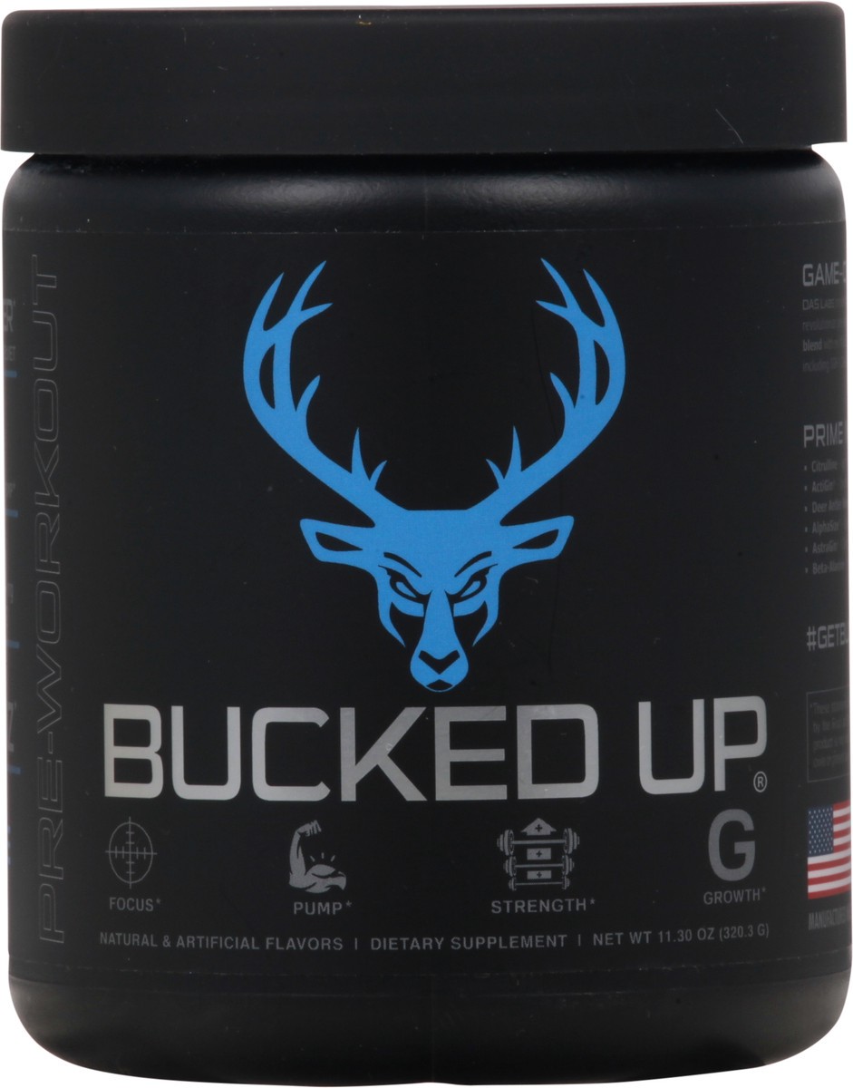 slide 13 of 13, Bucked Up Blue Raspberry Flavor Pre-Workout Supplement 11.30 oz, 11.3 oz