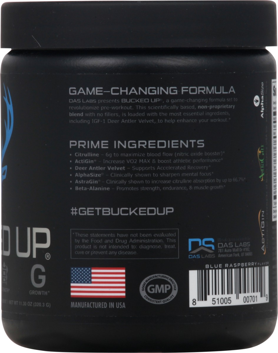 slide 2 of 13, Bucked Up Blue Raspberry Flavor Pre-Workout Supplement 11.30 oz, 11.3 oz