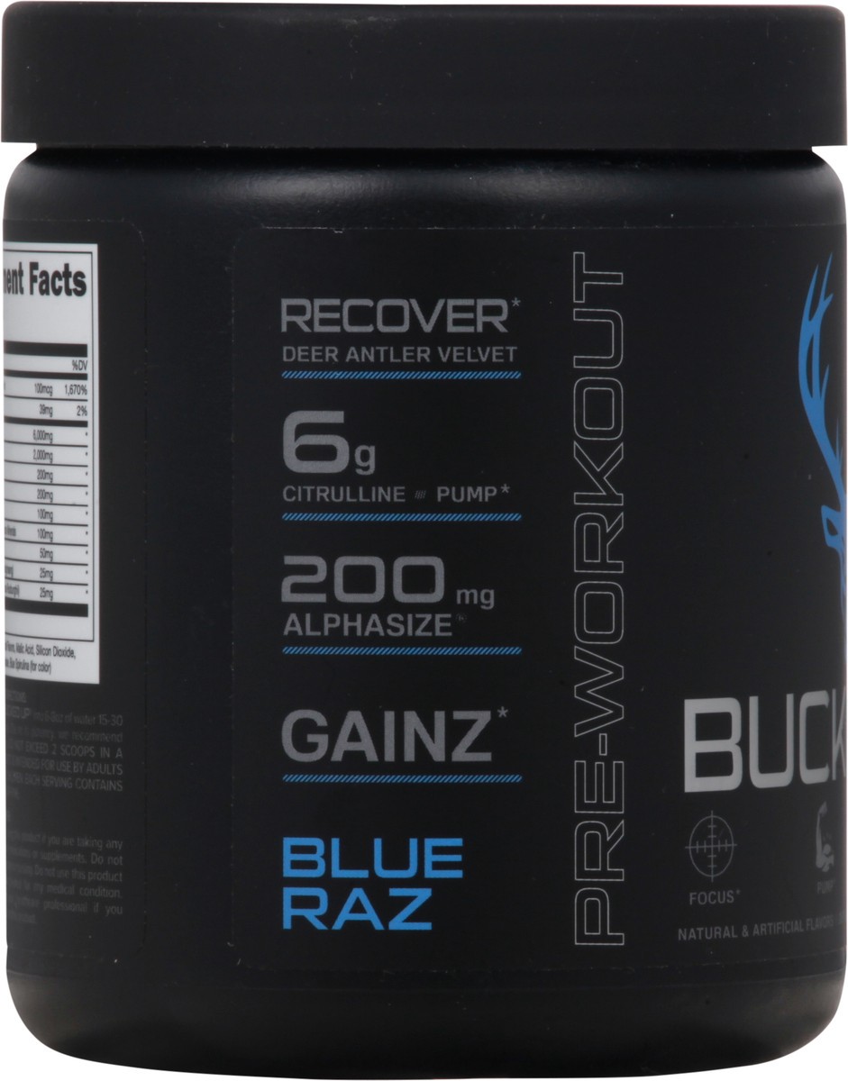 slide 9 of 13, Bucked Up Blue Raspberry Flavor Pre-Workout Supplement 11.30 oz, 11.3 oz