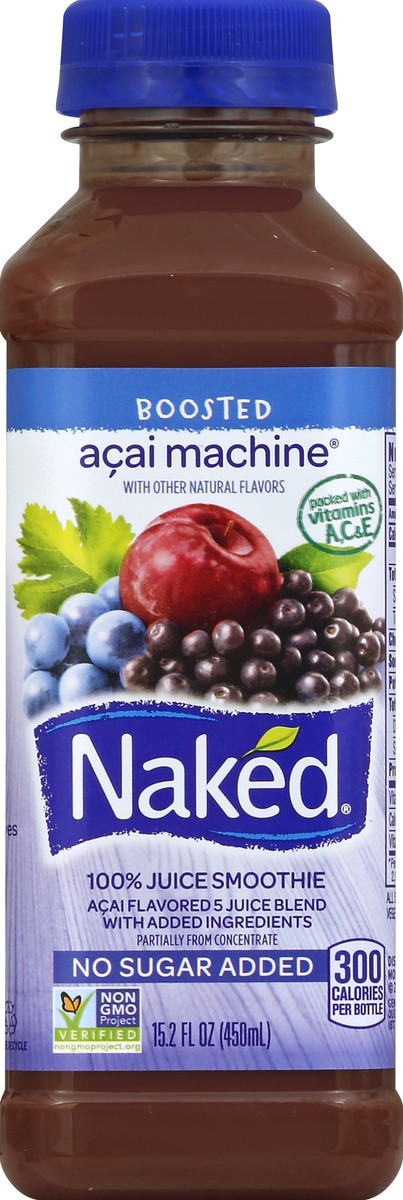 slide 5 of 6, Naked 100% Juice Smoothie, Boosted, Acai Machine, 15.2 oz