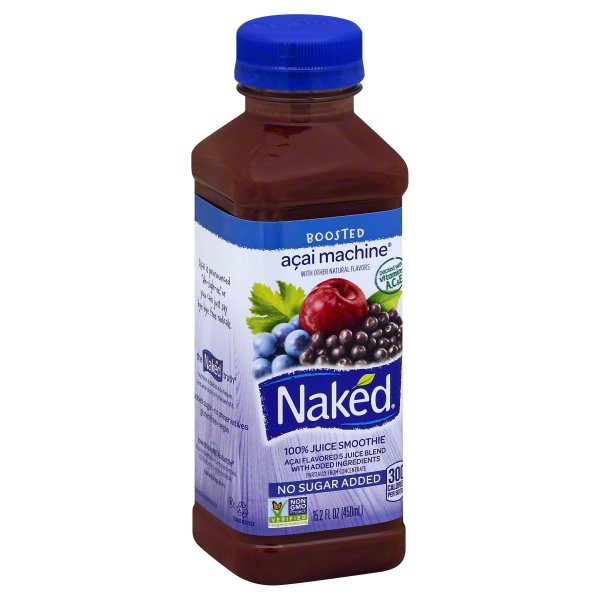 slide 1 of 6, Naked 100% Juice Smoothie, Boosted, Acai Machine, 15.2 oz