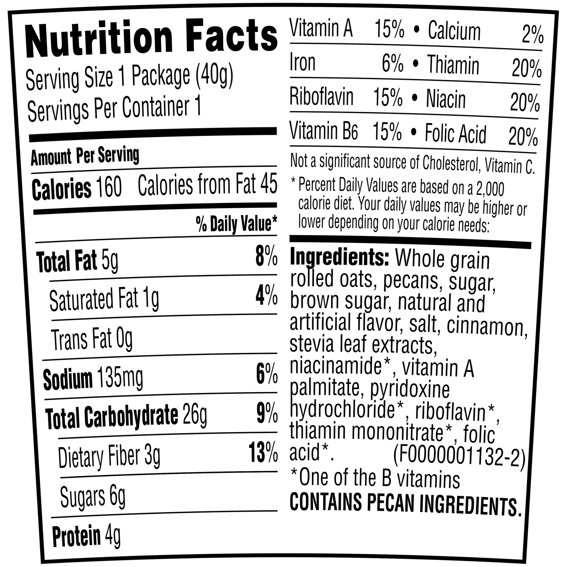 slide 2 of 2, Quaker 50% Less Sugar Cinnamon Pecan Instant Oatmeal, 1.41 oz