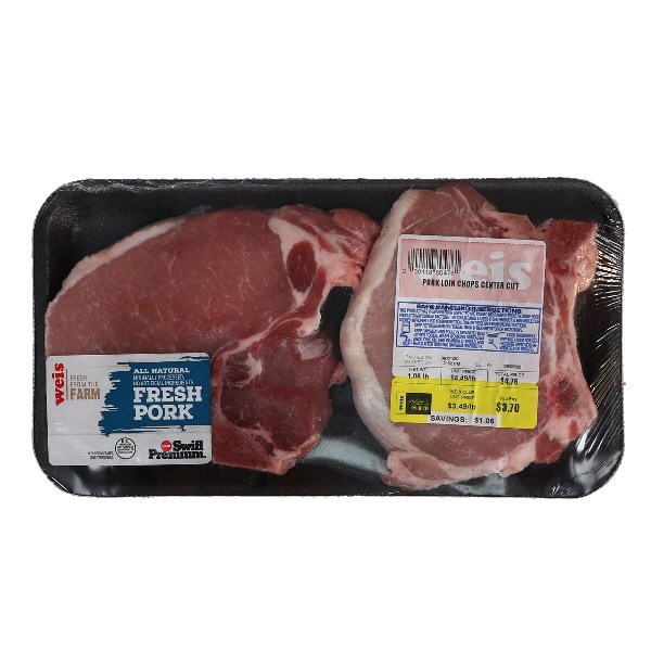 slide 1 of 1, Weis Fresh from the Farm Center Cut Pork Chops, per lb
