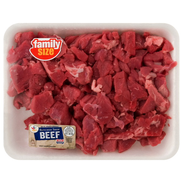slide 1 of 1, Giant USDA Choice Boneless Beef Round Cubes Stew Meat Fresh, per lb