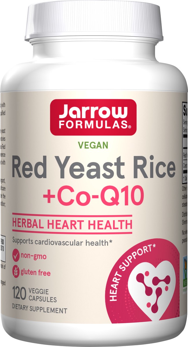slide 7 of 9, Jarrow Formulas Red Yeast Rice 1200 mg + Co-Q10 100 mg Per Serving - 120 Veggie Caps - 60 Servings - Herbal Heart Health Dietary Supplement - Supports Cardiovascular Health - Vegan, 120 ct