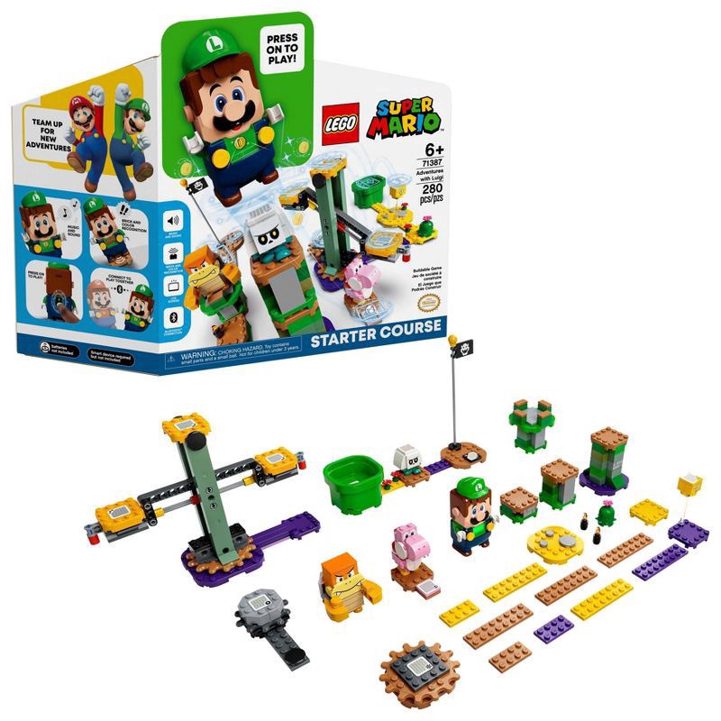 slide 1 of 8, LEGO Super Mario Adventures Luigi Starter Course Toy 71387, 280 ct