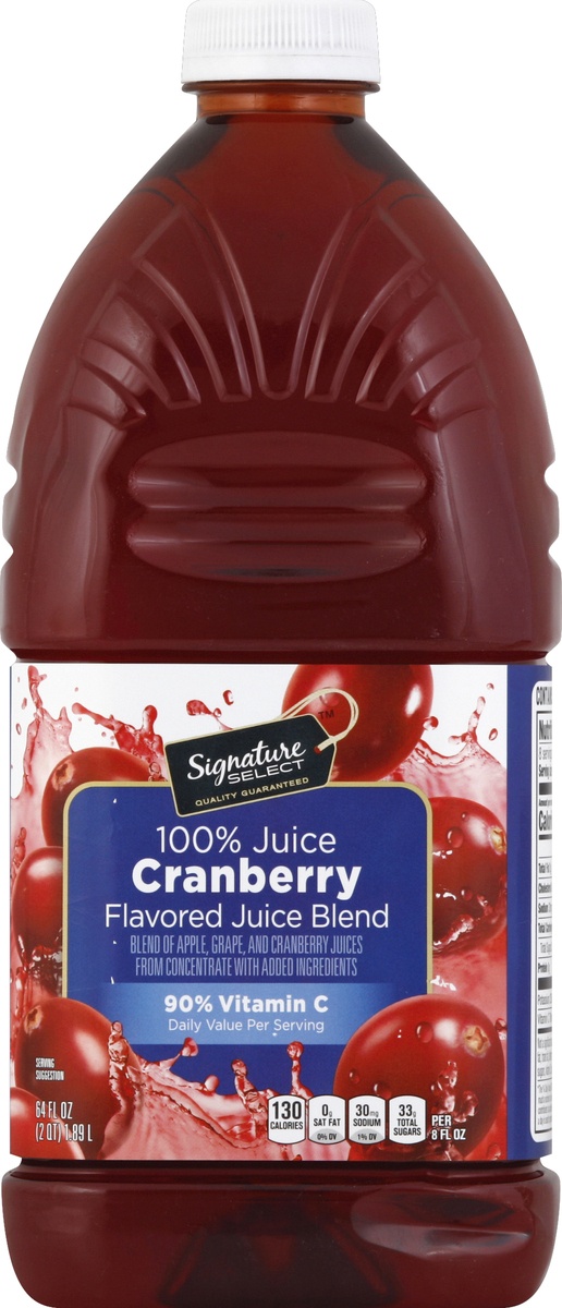 slide 2 of 4, Signature Select 100% Juice Cranberry Juice Blend 64 fl oz, 