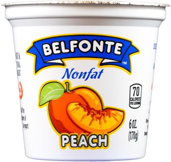 slide 1 of 1, Belfonte Nonfat Peach Yogurt, 6 oz