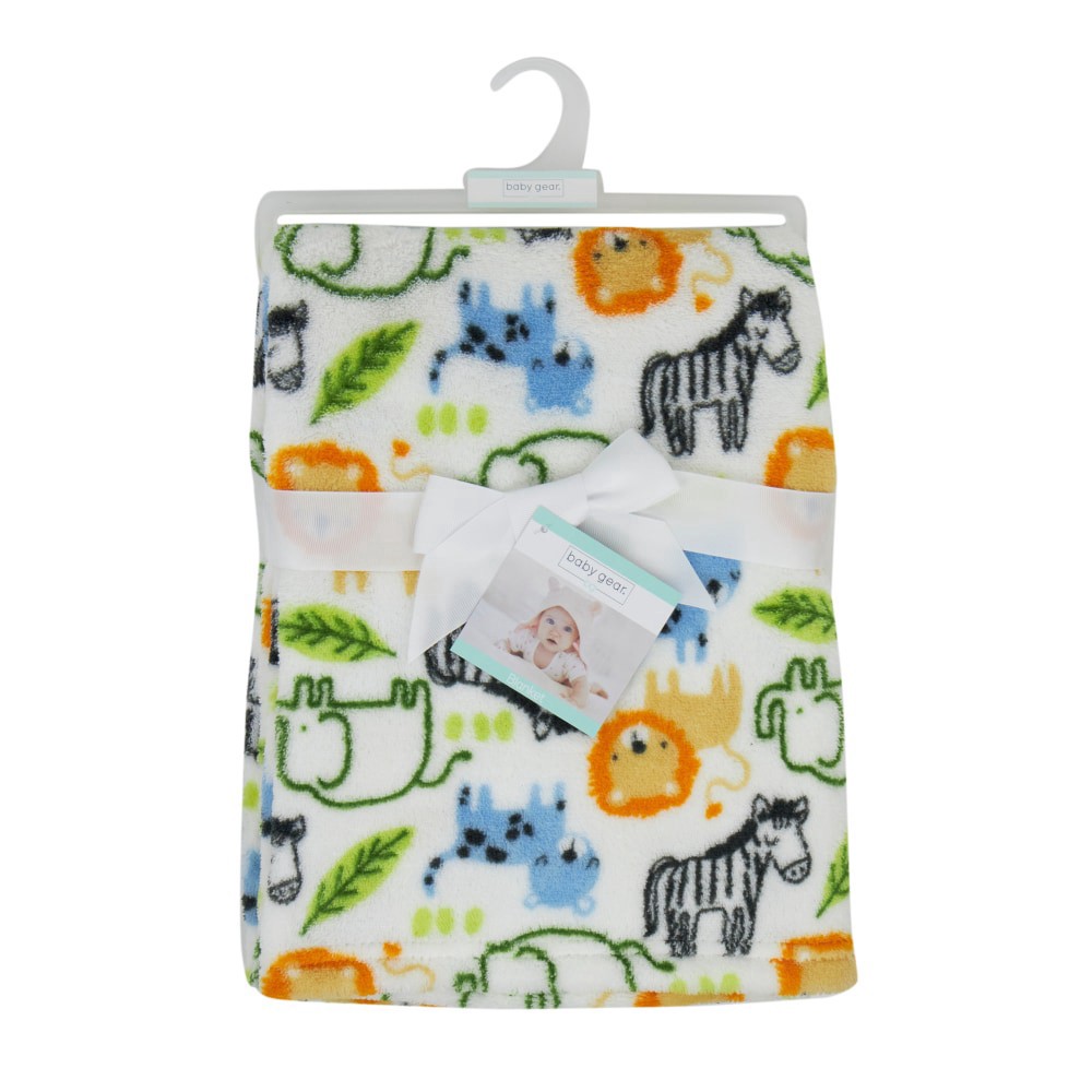 slide 4 of 4, Cutie Pie Safari Print Plush Baby Blanket, 1 ct