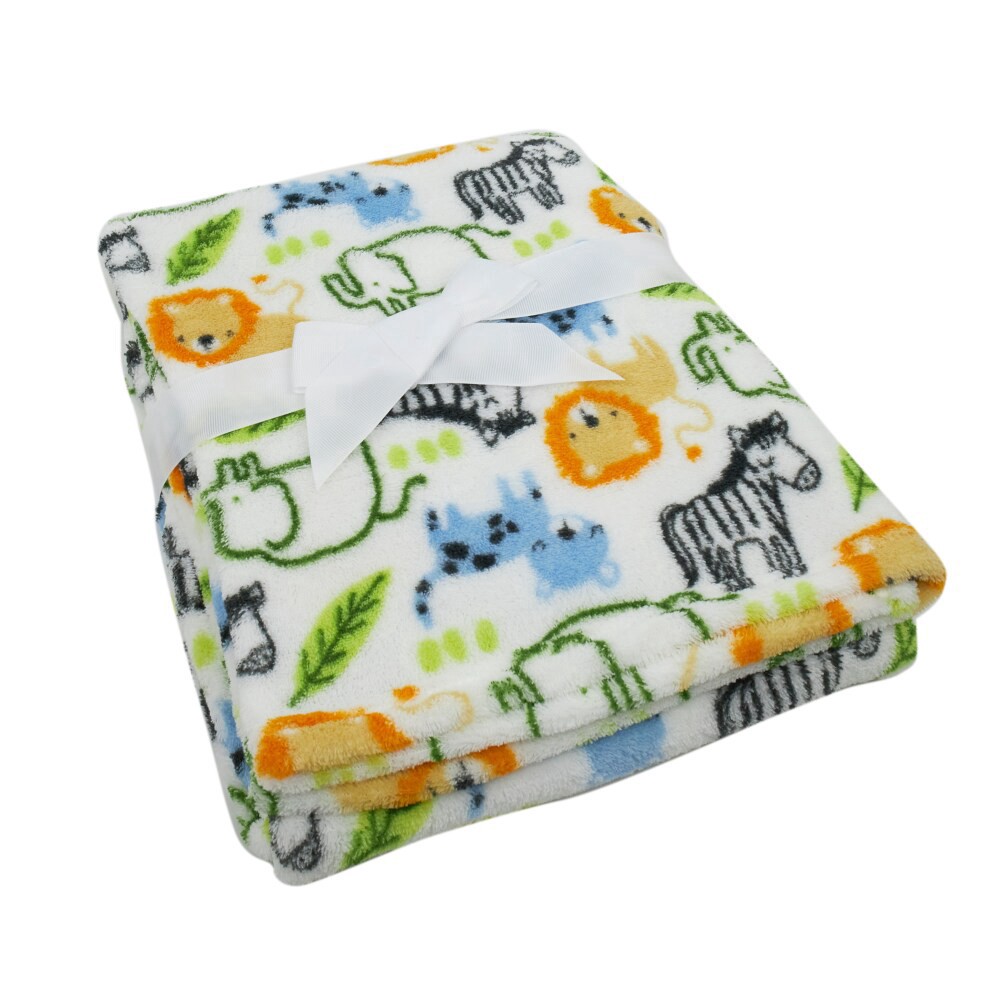 slide 2 of 4, Cutie Pie Safari Print Plush Baby Blanket, 1 ct