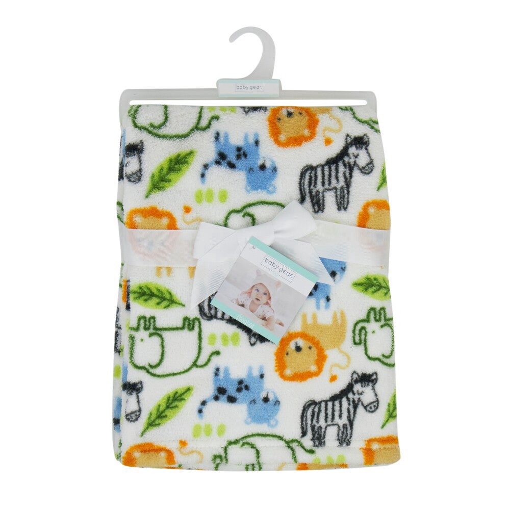 slide 1 of 4, Cutie Pie Safari Print Plush Baby Blanket, 1 ct