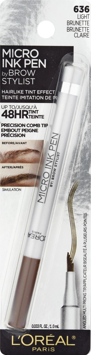 slide 1 of 9, L'Oréal Brow Stylist Light Brunette 636 Micro Ink Pen 0.033 oz, 0.03 oz