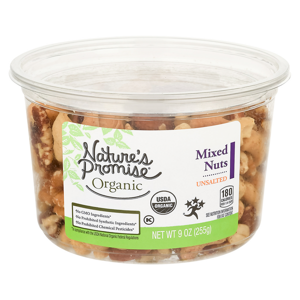 slide 1 of 1, Nature's Promise Organic Mixed Nuts Unsalted, 9 oz