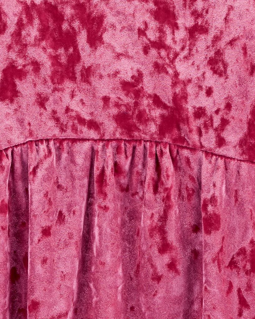 slide 3 of 3, Oshkosh Kid Crushed Velour Long-Sleeve Dress - Pink Pink 14, 1 ct