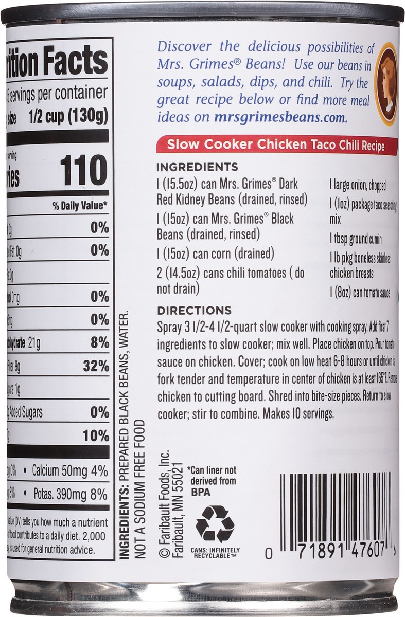 slide 5 of 9, Mrs Grimes No Salt Added Black Beans 15 oz, 15 oz