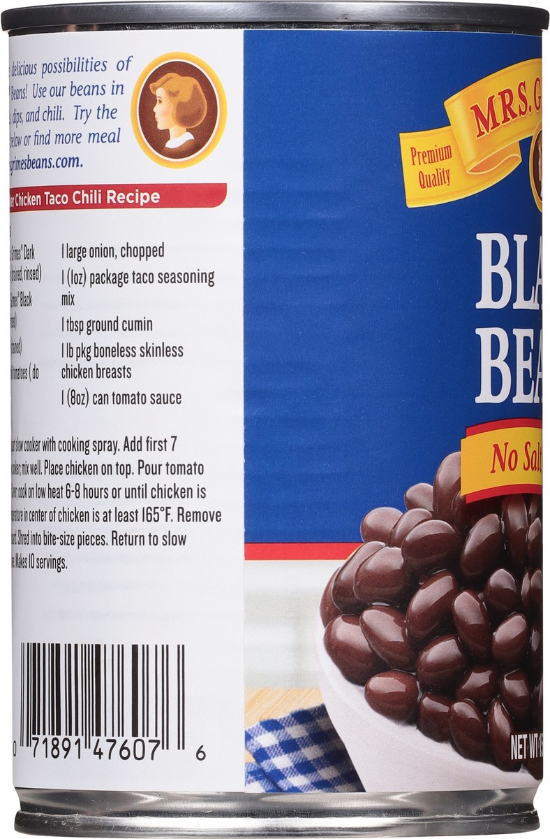 slide 9 of 9, Mrs Grimes No Salt Added Black Beans 15 oz, 15 oz