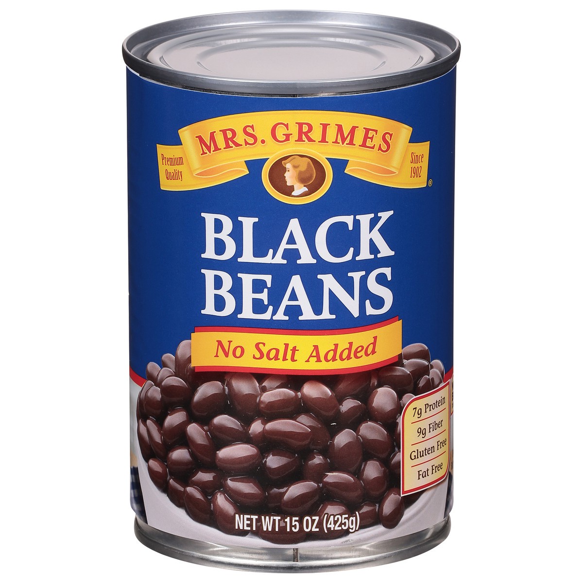 slide 1 of 9, Mrs Grimes No Salt Added Black Beans 15 oz, 15 oz