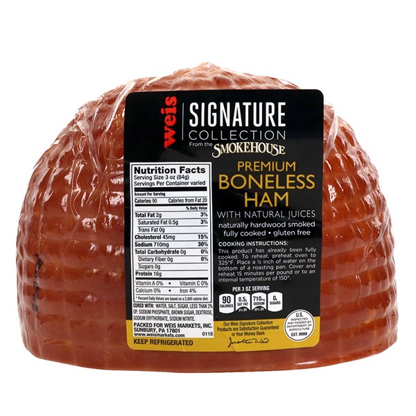 slide 1 of 1, Weis Signature Collection From The Smokehouse Boneless Ham, per lb