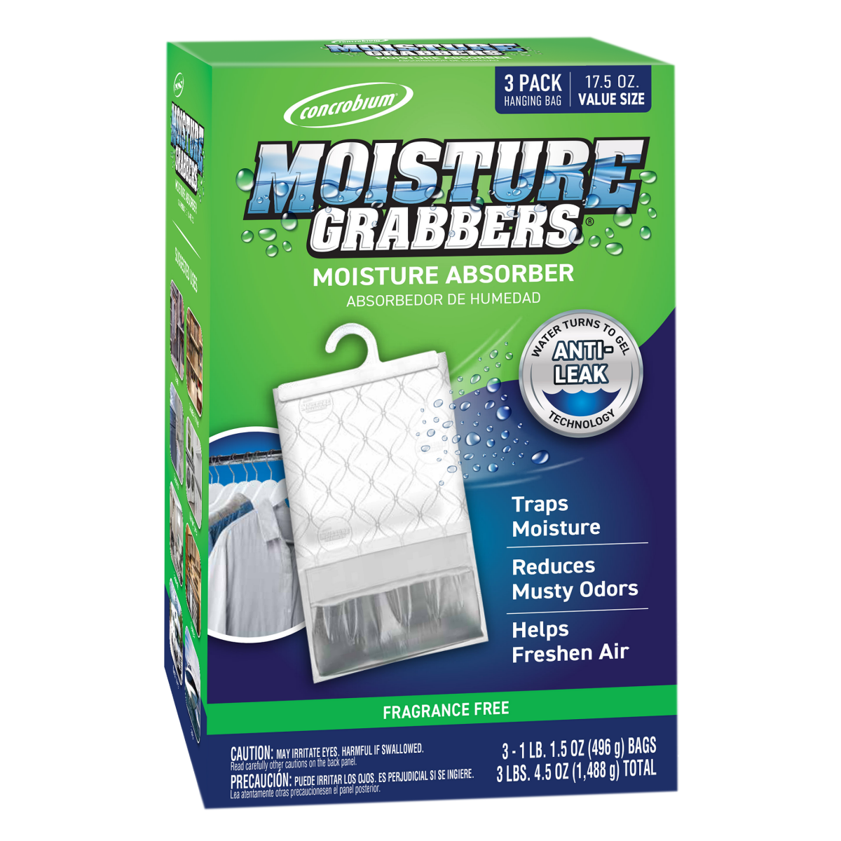 slide 1 of 17, Rustoleum Concrobium Hanging Moisture Grabber, Fragrance Free, 17.5oz Value Size, 3 pk., 17.5 oz, 3 ct