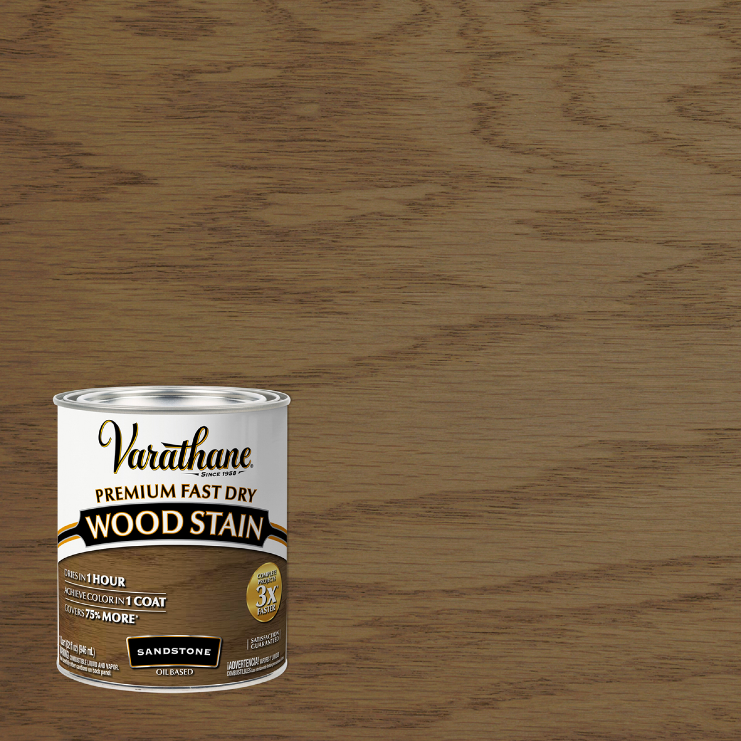 slide 1 of 2, Rust-Oleum Varathane Premium Fast Dry Wood Stain - 386360, Quart, Sandstone, 1 qt