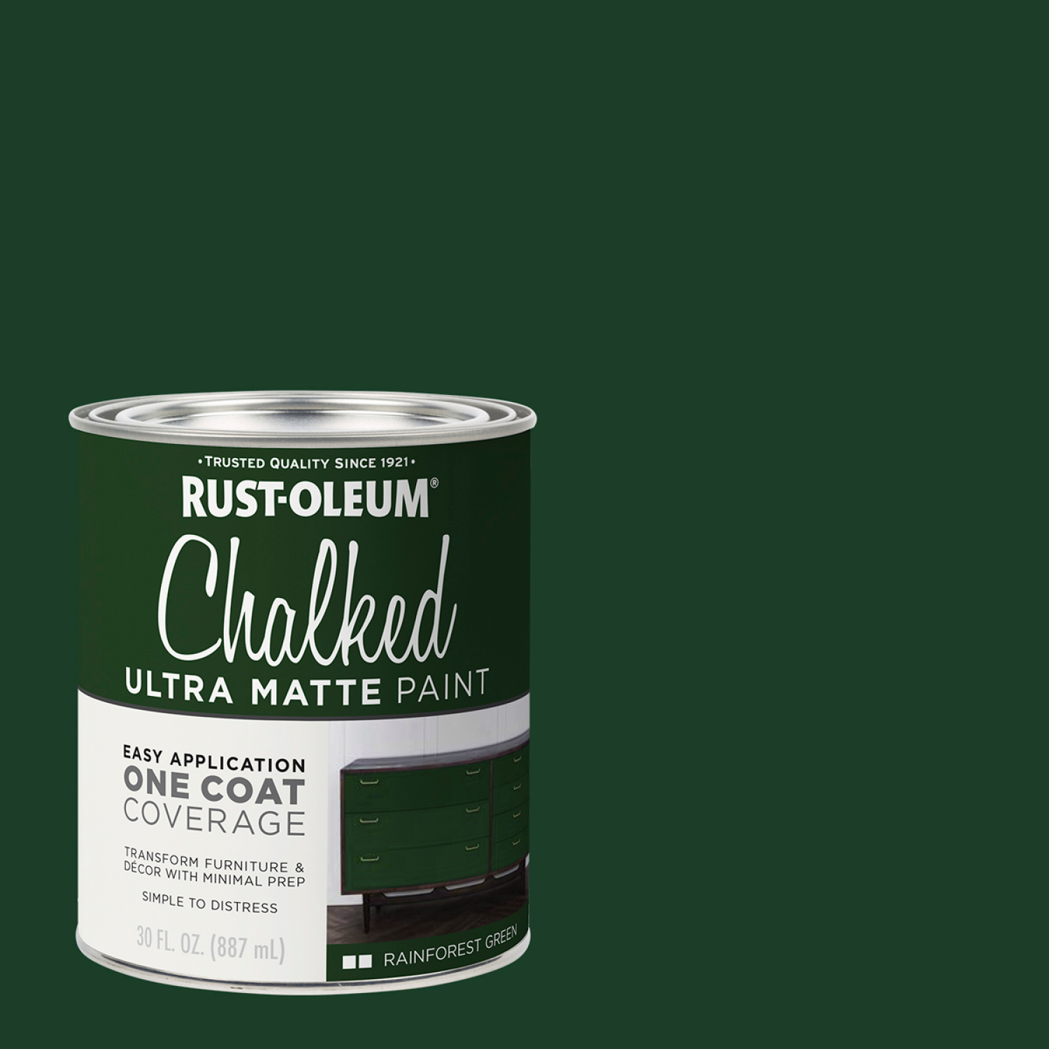 slide 1 of 5, Rust-Oleum Rust-Oleum Chalked Ultra Matte Paint - 391445, Quart, Rainforest Green, 1 ct