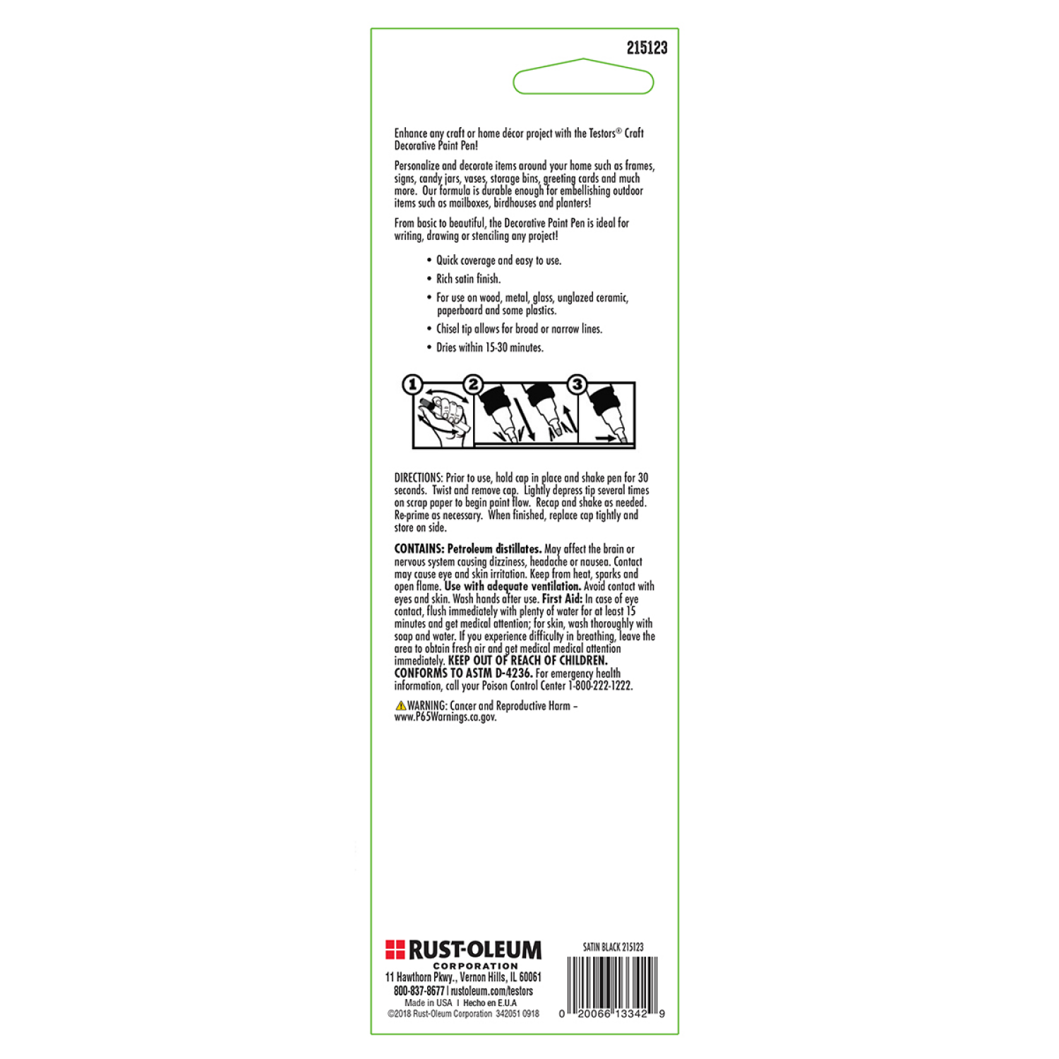 slide 2 of 3, Rustoleum Testors Craft Decorative Paint Pen Satin Black- 215123, 0.33 fl oz