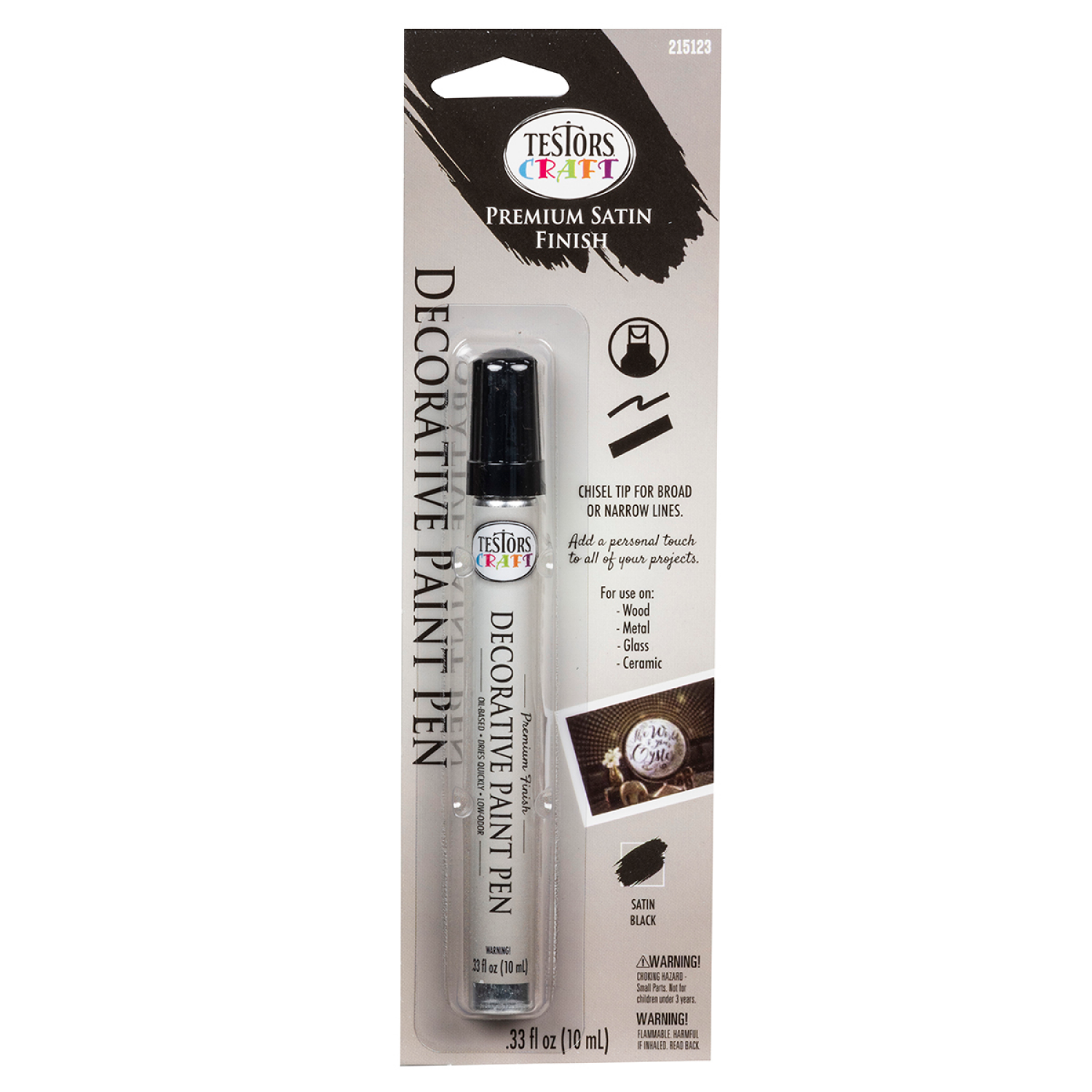 slide 1 of 3, Rustoleum Testors Craft Decorative Paint Pen Satin Black- 215123, 0.33 fl oz