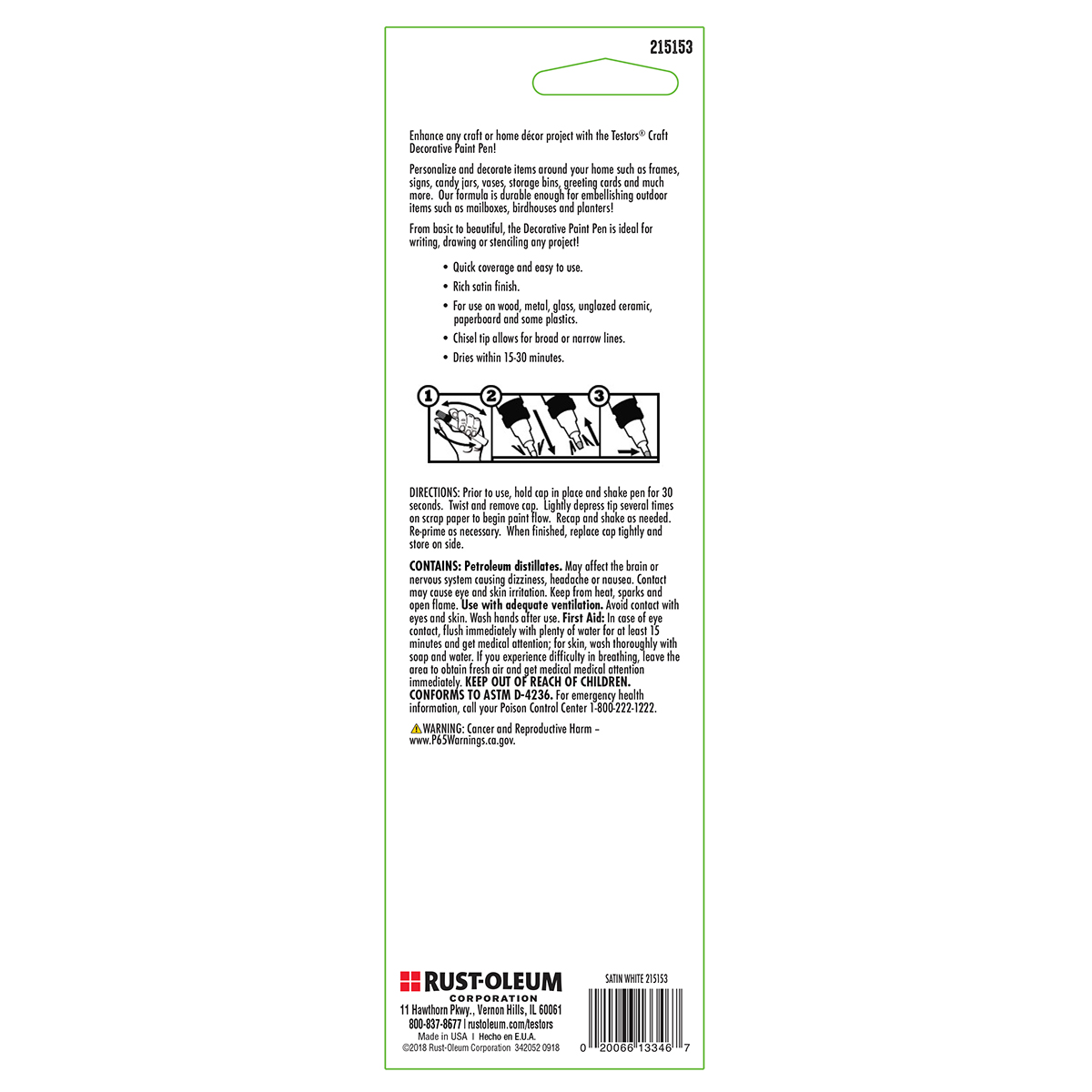 slide 2 of 2, Rustoleum Testors Craft Decorative Paint Pen - Satin White, 0.33 fl oz