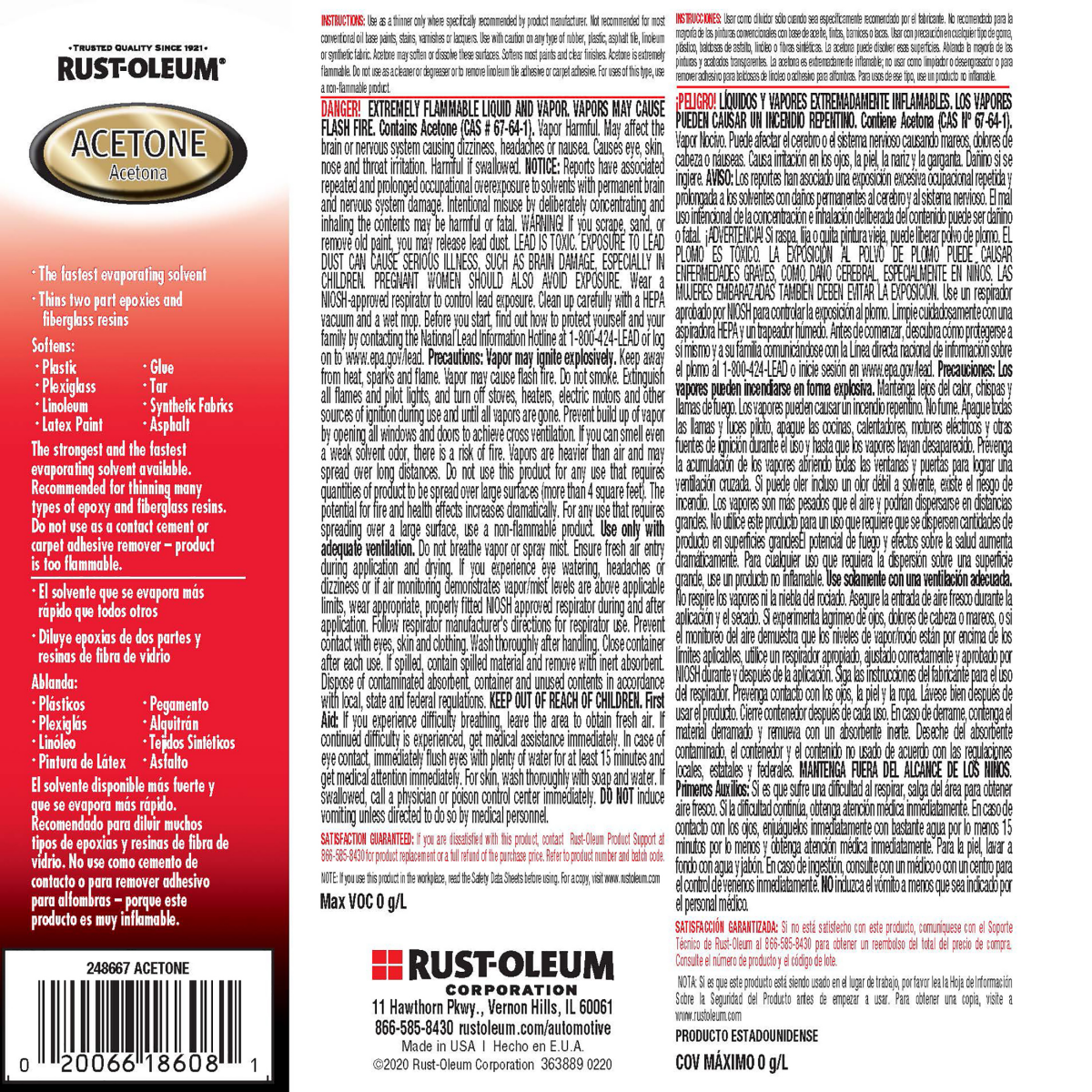 slide 2 of 2, Rustoleum Rust-Oleum Automotive Acetone 248667,Quart, 1 ct