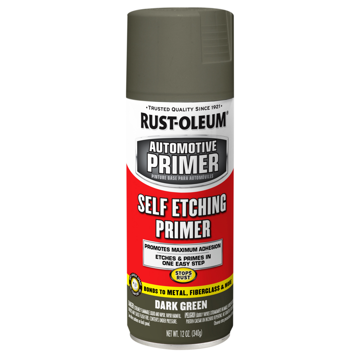 slide 8 of 13, Rust-Oleum Self Etching Primer - 249322, Dark Green, 12 oz